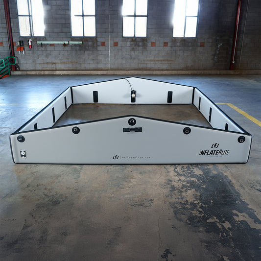 12x12 Overhead Lightbank - Inflatable Lightbank set up in an industrial studio space, ideal for soft, even lighting in photography and film shoots.