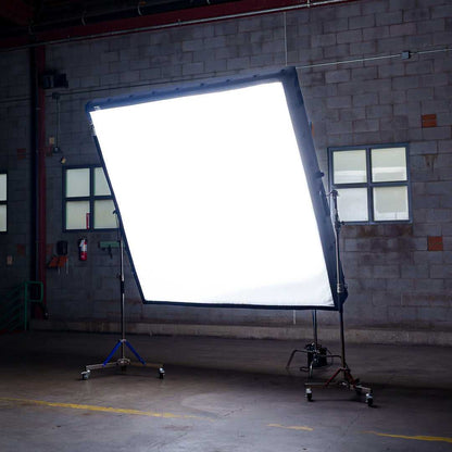8x8 Butterfly Frame - Portable Frame Lighting setup in warehouse, providing soft light for professional photography and film production.